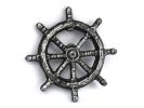 Antique Silver Cast Iron Ship Wheel Bottle Opener 3.75"