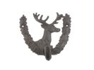 Cast Iron Reindeer with Wreath Decorative Metal Wall Hook 7"