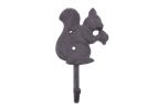 Cast Iron Squirrel with Acorn Decorative Metal Wall Hook 7"