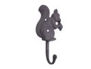 Cast Iron Squirrel with Acorn Decorative Metal Wall Hook 7"