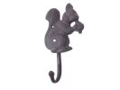 Cast Iron Squirrel with Acorn Decorative Metal Wall Hook 7"