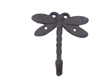 Cast Iron Dragonfly Decorative Metal Wall Hook 5"