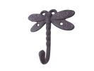 Cast Iron Dragonfly Decorative Metal Wall Hook 5"