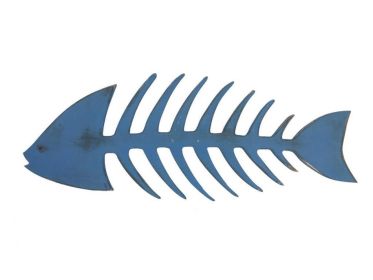 Wooden Rustic Dark Blue Fishbone Wall Mounted Decoration 25"