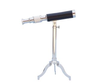 Chrome with Leather Telescope on Stand 17"