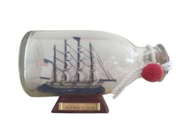 Flying Cloud Model Ship in a Glass Bottle 5"