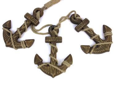 Wooden Rustic Decorative Triple Anchor Set 7"