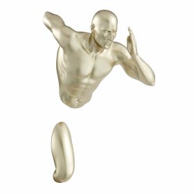 Gold Wall Runner Man Sculpture (Color: 13")