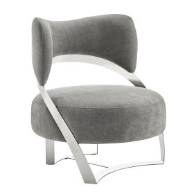 Aura Modern Accent Chair (Color: Gray and Chrome)