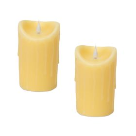 Simplux LED Dripping Candle w/Moving Flame (Set of 2)  3"D (Option: 5" Yellow)