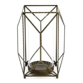 Geometric Frame Candle Holder Iron/Glass (size: 8.5"L x 12"H)