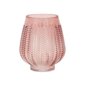 Vase 5"D x 6"H Glass (Option: Pink)