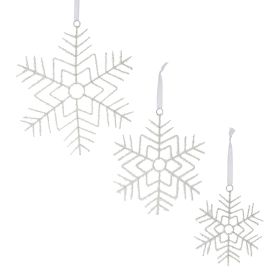 Snowflake Ornament (Set of 12) 9.75"H, 12.5"H, 16.25"H Wire (Option: White)