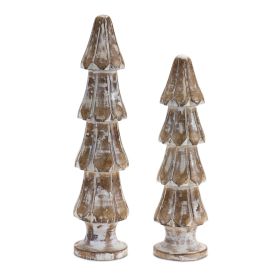 Tree (Set of 2) 10"H, 12"H Wood (Option: Brown)