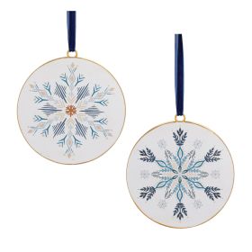 Snowflake Disc Ornament (Set of 12) 6"H Iron/Jute (Option: Blue, White)