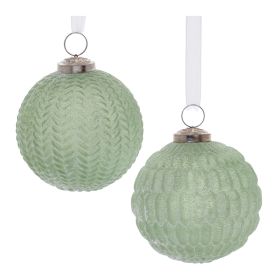 Ball Ornament (Set of 4) 4"D Glass (Option: Green)