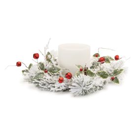 Pine Candle Ring (Fits a 6" Candle) (Option: Flocked/Bell 18")