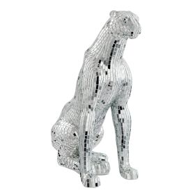 Boli Sitting Panther Sculpture (Color: Glass and Chrome)