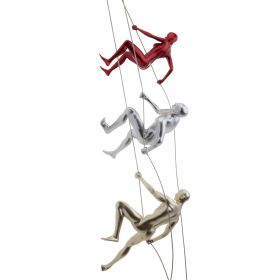 Wall Sculpture Climbing Man Woman (Option: Metallic Set)