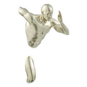 Gold Wall Runner Man Sculpture (Color: 20")