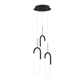 LED Three Clips Chandelier (Color: Matte Black)