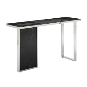 Monolith Chic Marble Console Table (Color: Black)