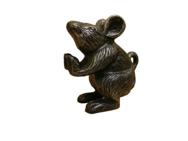 Set of 2 - Cast Iron Mouse Book Ends 5"" (Option: Rustic Silver)