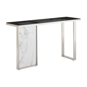 Monolith Chic Marble Console Table (Color: White / Black Top)