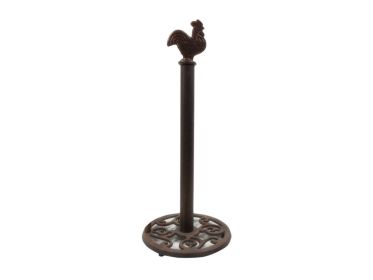 Cast Iron Rooster Extra Toilet Paper Stand 15" (Finish: Rustic Copper)