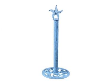 Cast Iron Starfish Extra Toilet Paper Stand 15" (Finish: Dark Blue Whitewashed)