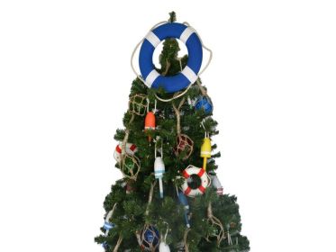 Lifering Christmas Tree Topper Decoration (Color: Blue / White Bands)