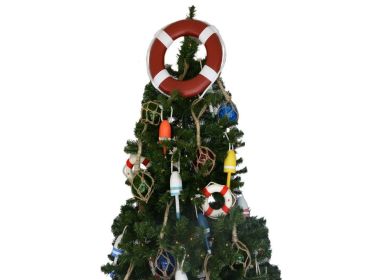 Lifering Christmas Tree Topper Decoration (Color: Red / White Bands)