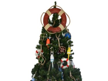 Lifering Christmas Tree Topper Decoration (Color: Vintage Red)