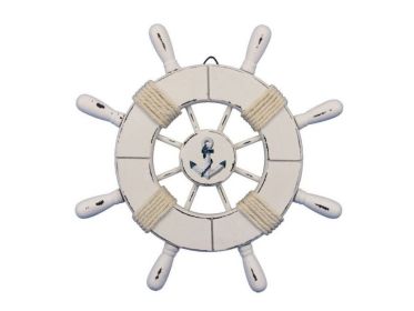 Decorative Ship Wheel with Anchor (style: 9" All White)