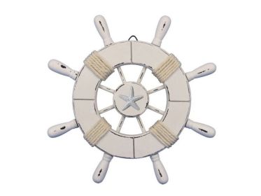 Decorative Ship Wheel with Starfish (style: 9" All White)