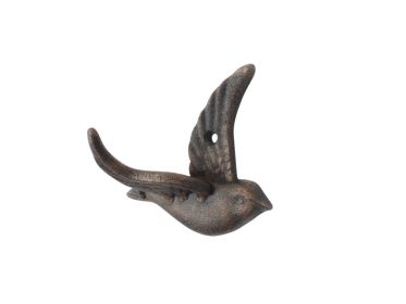 Cast Iron Flying Bird Decorative Metal Wing Wall Hook 5.5" (Finish: Rustic Copper)