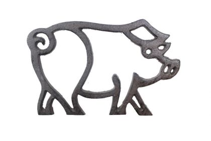 Cast Iron Pig Shaped Trivet 8" (Finish: Cast Iron)