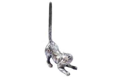 Cast Iron Cat Extra Toilet Paper Stand 10" (Finish: Rustic Silver)