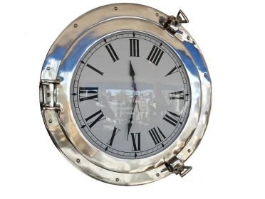 Deluxe Class Decorative Ship's Porthole Clock (style: 20" Chrome)