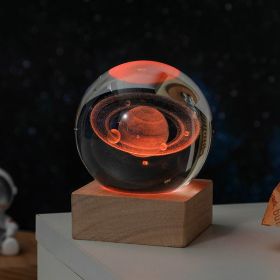 Cosmos Series Crystal Ball Night Lights; Milky Way; Moon; Desktop Bedroom Small Ornaments; Creative Valentine's Day Gifts Birthday Gifts (Option: 8cm Saturn)