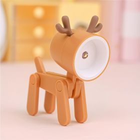 Cute Kawaii Poseable Animal Mini LED Table Desk Lamp Night Light Toy - Battery Operated (Color: Orange, Items: Deer)