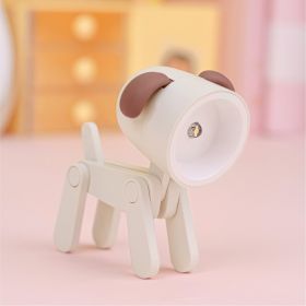 Cute Kawaii Poseable Animal Mini LED Table Desk Lamp Night Light Toy - Battery Operated (Color: Beige, Items: Dog)