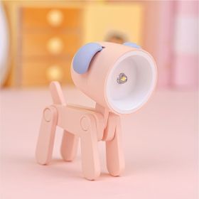 Cute Kawaii Poseable Animal Mini LED Table Desk Lamp Night Light Toy - Battery Operated (Color: Pink, Items: Dog)