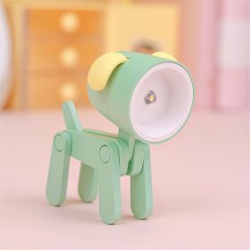 Cute Kawaii Poseable Animal Mini LED Table Desk Lamp Night Light Toy - Battery Operated (Color: Green, Items: Dog)