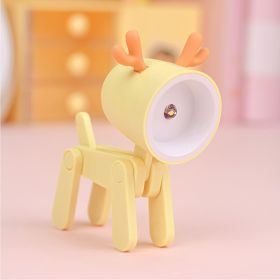 Cute Kawaii Poseable Animal Mini LED Table Desk Lamp Night Light Toy - Battery Operated (Color: Yellow, Items: Deer)