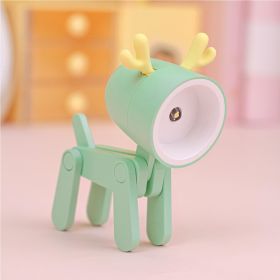 Cute Kawaii Poseable Animal Mini LED Table Desk Lamp Night Light Toy - Battery Operated (Color: Green, Items: Deer)