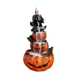 Backflow Incense Burner Creative Ornaments for Indoor (Color: As pic show, Type: Halloween Pumpkin)