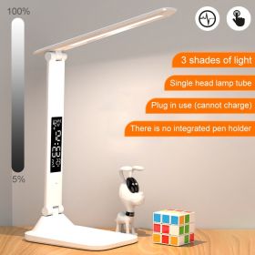 Multifunction LED Dimmable Desk Lamp with Digital Clock Date Temperature - USB Cable (Ships From: CN, Body Color: 1 head - USB in)