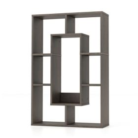 Geometric Bookshelf Modern Decorative Open Bookcase (Color: Gray, Type: Bookshelf)