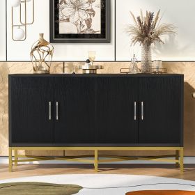 U_STYLE Distinctive Features of Four-Door Sideboard with Metal and Cross-Leg Design,Suitable for Living Rooms,Entrance and Study (Color: as Pic)